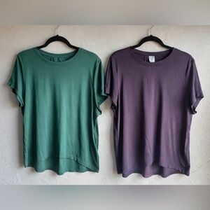 Two Athleta With Ease Tee Bundle Athleisure Minimalist Soft Activewear Tops Sz S